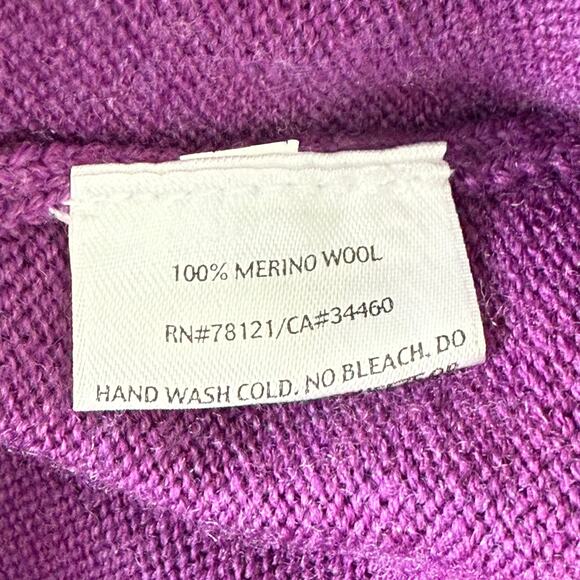 Eileen Fisher Purple Merino Wool One Button Collared Long Cardigan Sweater M - Picture 5 of 8